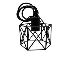 XINYANSEE Lámparas de araña Forma Jaula Metal Vintage Iluminación de Techo Ajustable Estilo Loft Industrial Retro -Negro (C)