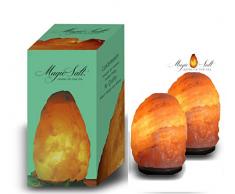 PACK 2 Lámparas Terapéuticas del Himalaya Natural de Sal con Bombilla y Soporte Feng Shui 2-3kg