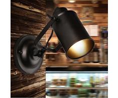 Retro Vintage E27 Lámpara de pared Schwenkbare Piso lámpara LED de 3 W Blanco Cálido Foco Lámpara de la Industria para café Sótano Bar Piso Cocina Oficina Dormitorio, Color negro