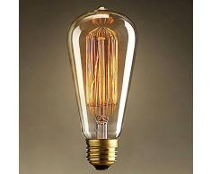 Tenflyer Bombilla Antique Vintage Retro E27 40W 110V / 220V Edison luz incandescente de jaula de ardilla Led Bombilla Filamento