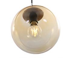 Briloner Leuchten Pendelleuchte, Pendellampe mit Gold/Bernstein farbigem Glas, Basis Matt-Nickel, E27, MAX. 40W, INKL. Textilzuleitung, Länge: 1,20 m lámpara colgante, Pale
