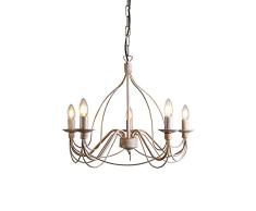 QAZQA Clásico/Antiguo Lámpara de araña clásica visón - ZERO BRANCO 5 Acero Redonda Adecuado para LED Max. 5 x 40 Watt