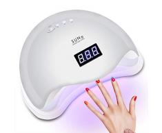 Lámpara Secador de Uñas, Rixow 48W LED/UV Lámpara Temporizador Profesional de Gel para Manicura y Pedicura con Sensor, Gran Espacio Interior Panel Extraíble 3 Modos, Blanco