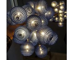 Cadena de Luces, Chickwin Algodón Bola Decorativas LED Lámpara de Tira Bola Hada Noche Luz Para Bebe Casa Dormitorio Decoración Boda Fiesta Jardines Navidad Festivales (Azul marino, 1.8M /10 luces)