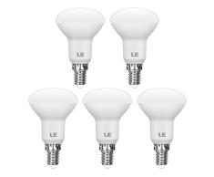 LE Bombilla LED E14, Lámpara LED 5W equivalente a la lámpara incandescente de 40W, 470 lúmenes, blanco cálido 2700k, lámpara de bajo consumo de R50 de ángulo de haz 120 °, Paquete de 5