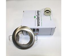 Wonderlamp W-E000026 Basic - Foco empotrable redondo fijo color níquel. Incluye portalamparas GU10, diámetro de 8 x 1,5 cm. Ojo de buey para techo.