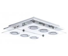 Eglo 30932 iluminación de techo - Lámpara (Dormitorio, Cocina, Salón, Cromo, Transparente, Color blanco, Plaza, GU10, 18W, 3000K)