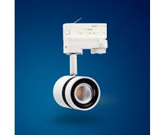 Foco Proyector Led de 3 Fases 8 W Blanco Lámpara para Sistema de Rieles/Cuerdas