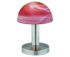 Trio 5908011599000118 - Lámpara de mesa de níquel mate, con encendido táctil y 3 grados de iluminación, cristal con degradado (bombilla E14 máx. 40 W no incluida; altura 21 cm), color alabastro naranja y rojo
