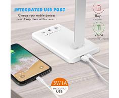 Lámpara Escritorio LED,Lámparas de Mesa USB Regulable Recargable-2000mAh Plegable Luz(5 * 10 Modos de Brillo,Temporizador de 30/60min,Modo de memoria inteligente) Para Leer,Estudiar, Protege a ojos