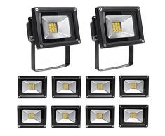 Leetop 10X 20W Blanco Cálido Luz Proyector LED Foco Proyector, IP65 Impermeable Resistencia