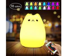 Luz Nocturna Infantil , otumixx 16 Colores Bebé Luz de Noche Suave Silicona Luz Nocturna Resistente a Caída LED Multicolor Remoto USB Recargable Regalo Dormitorio Decoración, Blanco Cálido