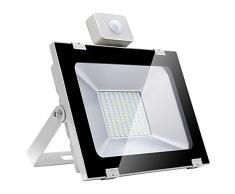 Cestbon Foco LED De 100 W, Foco LED Exterior con Detector De Movimiento, Foco LED 8000LM Súper Brillante, Resistente Al Agua IP65, Foco Al Aire Libre Excelente para Patio/Entrada/Puertas,Blanco