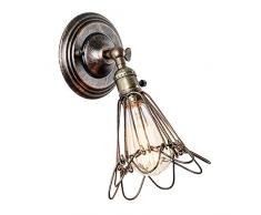 Apliques de Pared Vintage con interruptor Ajustable Metal Lampara Rustica Lámpara Industrial de Pared E27 para la Salon, Cocina, Desván, Restaurante, Cafe, Club(Bronce, Bombillas No Incluidas)