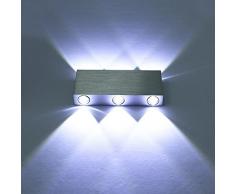Maxmer Apliques de Pared Puro Aluminio 6LED 6W, Iluminación, Blanco Frío