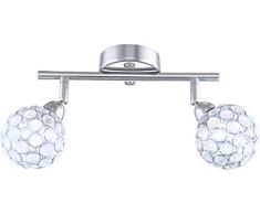 Lámpara de techo con 2 focos, para pasillo, salón, pasillo, cristales, 25 cm, 2 bombillas G9 de 33 W, luz blanca cálida