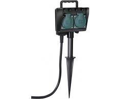 Brennenstuhl H07RN-F3G1,5 1154430 - Toma de enchufes de jardín con estaca (2 tomas de corriente, cable de 1,4 m)
