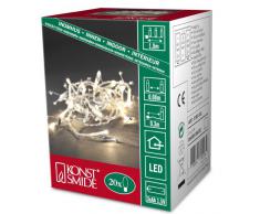 Konstsmide 3180-103 - Guirnalda LED para el árbol de navidad (perlas de cristal, 20 diodos de blanco cálido, pilas 3 x AA de 1,5 V)