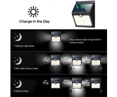 Yacikos Solar Light - Lámpara Solar Exterior con Sensor de Movimiento, Luces de Pared con 3 modos, 1800mAh, 4 Paquetes