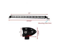 Rigidon Barra LED 60W 33cm Barras de Luz de Trabajo Unica Fila Inundación 12V 24V 6000K Faro Led IP67 Impermeable para Coche 4x4 Tractor Camino Barco ATV UTV SUV 4WD