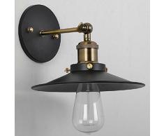 Glighone Apliques de Pared 40W Lámpara Industrial Luz Vintage Luz de Metal Iluminación Retra Casquillo E27 para Decoración Casa Cafetería, La Carcasa de Fuera o Tulipa Negro