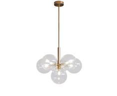 Moderno Vidrio Transparente Burbuja Lámparas De Araña Lámpara Creativo Globo Sputnik Lámpara Colgante G9 6-luces Lámparas De Techo Decoración Lámpara De Araña Pasillo Salón Bronce Dorado 6 Luces
