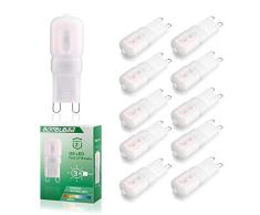 Bombillas LED G9, Bombubilla G9 led Blanco Cálido 3000k 220V 3W Equivalente 30W Halógena Lámpara de Bajo Consumo 10-pack