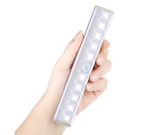 tradinno Sensor de movimiento Sensor de luz Bar, tira de luz con pilas Stick en magnético Gabinete Armario Armario Armario de cocina tienda corredor luz de noche (10 LED blanco cálido)