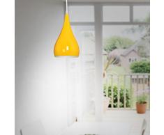 Moderno Diseño Colgante de Luz - Industrial Lágrima forma Iluminación Colgante de Aluminio, E27 Lámpara de Techo para Loft Dormitorio Restaurante Café (Amarillo)