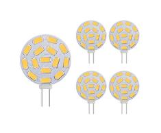 Ahevo G4 3W Bombillas LED, equivalentes a 20-30W Lámparas halógenas, G4 Base AC/DC 12V, 300 LM, 120 ° Flood Beam, Iluminación empotrada, Iluminación de riel, Blanco cálido (3000K, 5pcs)