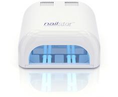 NailStar Lámpara UV Profesional Seca Esmalte de Uñas (36 W) con Temporizador de 120 y 180 Segundos, para Método Shellac y Gel. Incluye 4 x 9W Bombillas