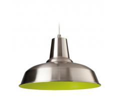 Firstlight - Lámpara de techo (acero pulido, funciona con 1 bombilla de rosca Edison E27 y 60 W), color verde en el interior