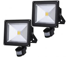 ALPHA DIMA 2pcs 30W Foco LED con Sensor Movimiento Foco Exterior LED Con Sensor Proyector 2700Lumen LED Exterior IP65 Resistente al Agua(Blanco Frío)