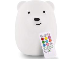LumiPets Luz nocturna infantil LED - Luz quitamiedos silicona y sensor táctil - Lámparas mesilla de noche portátiles y recargable - Cambia de color - Luz nocturna ideal regalo para bebé recién nacido