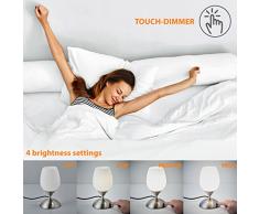 Lámpara de mesa táctil máx. 25 W E14, Altura: 195 mm, 4 niveles de luminosidad, Lamparilla de noche moderna, Color blanco, IP20