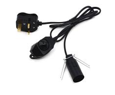 Betus Cable de lámpara de Sal con atenuador, Cable de alimentación con Interruptor de atenuación y Clip para Todas Las lámparas de Sal de Cristal del Himalaya - UL, 230 V, estándar del Reino Unido
