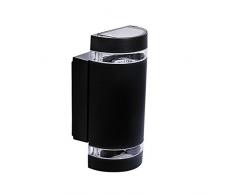 TOP Model 2015! Lámpara de pared lámpara de charla ZEW IP44 redondeará aluminio 2 x GU10 de pared para exteriores - a prueba de salpicaduras para exterior