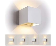 7W LED Apliques De Pared Modernos En Acero, Lamparas para Dormitorios, Salon,comedor ,Impermeable IP65 Comedor Jardín De Lluminación de Exterior y Interior (Blanco)