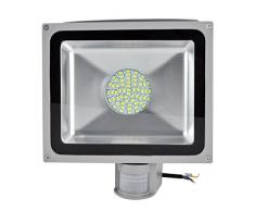 Leetop 50W Blanco Frío LED Foco Proyector Luz, Foco Proyector con Iluminación LED y PIR Sensor de Movimiento
