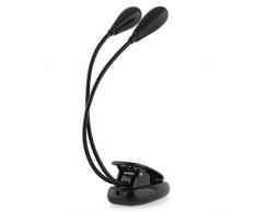 Luz de Mesa LED,Asnlove Double Lámparas Escritorio LED, de Mesa/Mesilla para Estudio Lectura Leer para eBook Reader con Pinza Portátil Cuidado Ojos,LED Ahorro el Energía Iluminación Ajustable Luz-Negro
