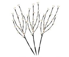 Jardín al aire libre césped 60 LED luces de la flor de la hoja del árbol de la rama accionado solar (3pcs Luz natural hojas)
