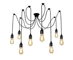 Retra Luz Lámpara Techo Candelabro Iluminación Antigua Colgante Clásica Ajustable DIY con 8 Brazos de Araña para Bombilla E27 para Comedor Hotel