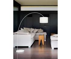 Perenz - 6304B - Lámpara de pie con arco - Esta lámpara de suelo está hecha con una montura de metal lacado blanco y una pantalla de tela