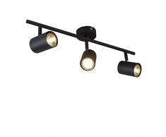 QAZQA Plafón moderno negro inclinable - JEANA 3 Acero Alargada Adecuado para LED Max. 3 x 35 Watt