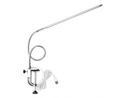 Lámpara de tatuaje Lámpara de escritorio flexible Abrazadera USB LED ajustable Lámpara de escritorio Clip Lámparas de mesa Luz de escritorio blanca fría ajustable para lectura de manicura Luz de tatua