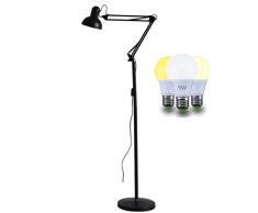 Home-Neat - Lámpara de pie, estilo retro, 1,85 m de altura, lámpara de pie LED, diseño elegante, lámpara de pie para salón, dormitorio, comedor, etc, color negro