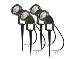 Tomshine 5 W 4 Unidades COB LED lámpara de césped Spike Luces AC/DC 12 V al Aire Libre decoración Paisaje luz 500 LM Super Brillante Foco de Alta Potencia para jardín Pared Patio Camino Blanco cálido