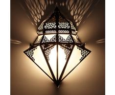 Marrakesch L1428 - Lámpara de pared (42 x 32 cm, metal y vidrio opalino), diseño oriental