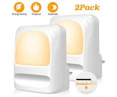 Luz Nocturna Infantil, Tencoz 2 Pack Luz Noche con Luz Sensor, Luz Quitamiedos Infantil con Enchufe Pared, Ahorro de Energía para Habitación Bebé, Niños, Dormitorio, Sala, Pasillos, Baño, Cocina