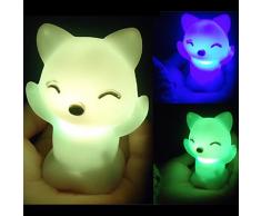 luz nocturna LED infantil Noche Lámpara zorro Baby Luz nocturna Orientación de bajo consumo energético Luz para habitación de los Niños, Dormitorio, cuarto de baño